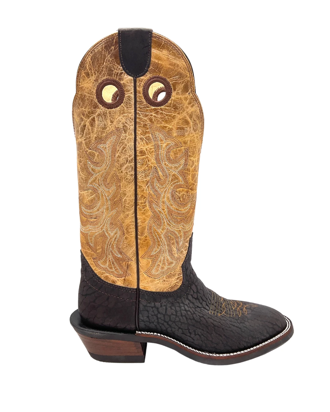 'Hondo Boots' Men's 14" Nubuck Bullhide Western Round Toe - Chocolate Brown / Tan 3 'Hondo Boots' Men's 14" Nubuck Bullhide Western Round Toe - Chocolate Brown / Tan