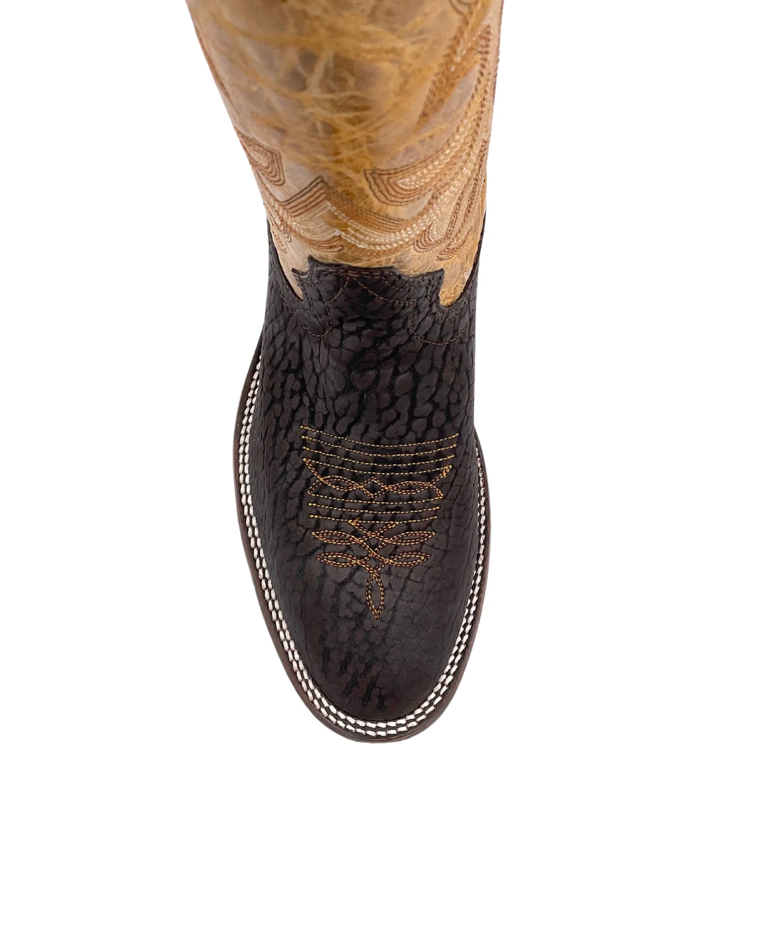 'Hondo Boots' Men's 14" Nubuck Bullhide Western Round Toe - Chocolate Brown / Tan 4 'Hondo Boots' Men's 14" Nubuck Bullhide Western Round Toe - Chocolate Brown / Tan - Image 2