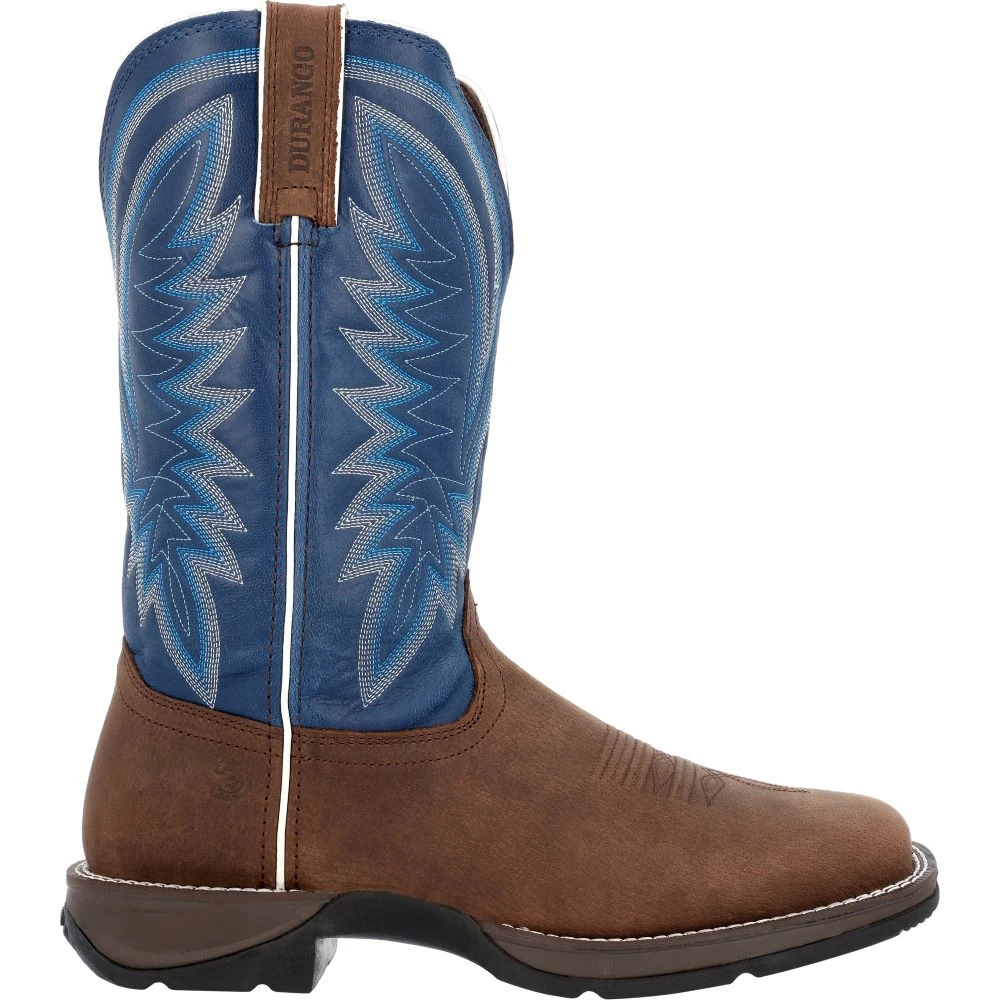 'Durango' Men's 12" Rebel Western Square Toe - Saddle Brown / Denim Blue 3 'Durango' Men's 12" Rebel Western Square Toe - Saddle Brown / Denim Blue