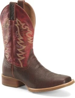 'Double H' Men's 12" Clifton Western Square Toe Roper - Buckskin / Red -Shoes Series Shop DH6017 500xauto 1024x1024@2x