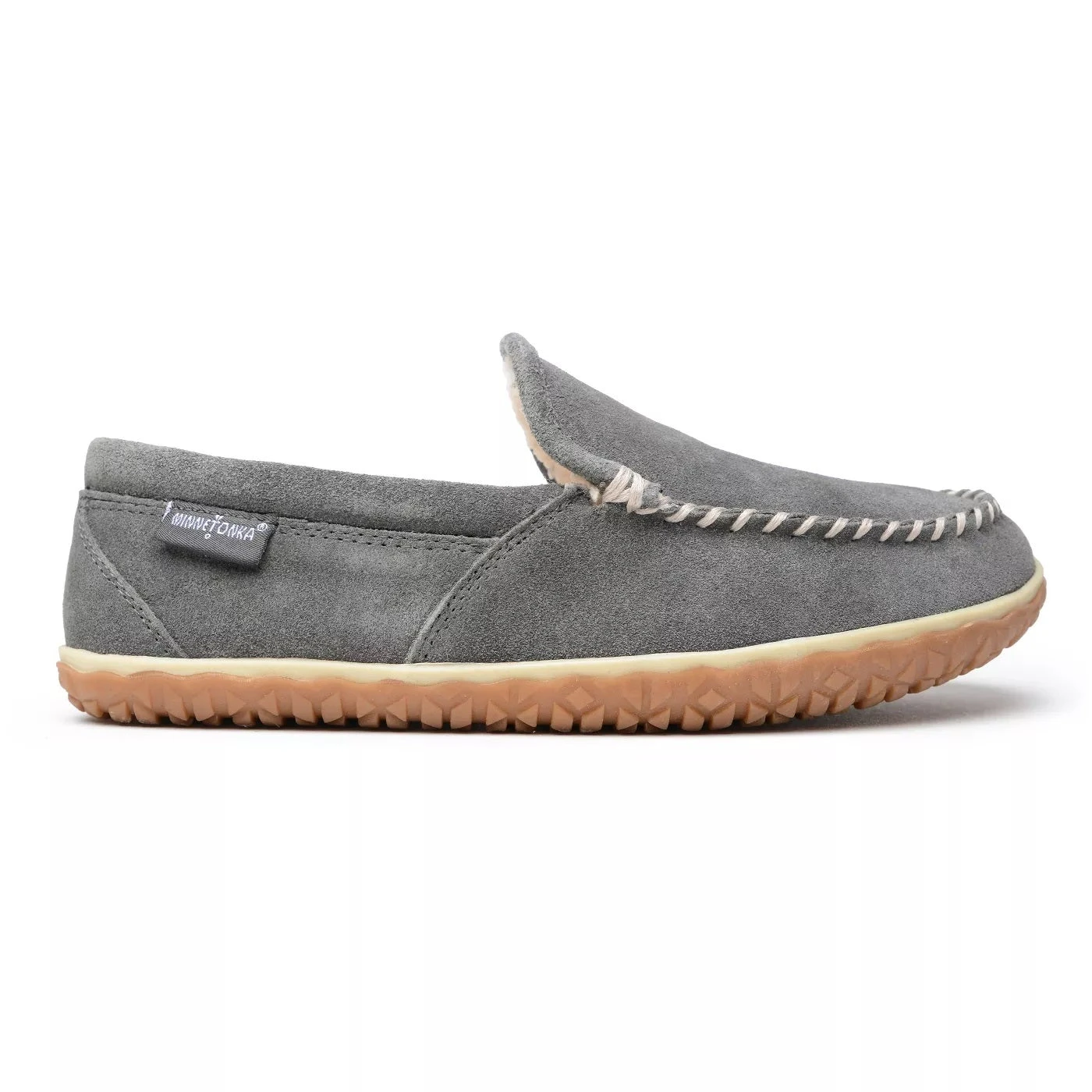 'Minnetonka' Men's Suede Tilden Moc Slipper - Grey (Wide) 6 'Minnetonka' Men's Suede Tilden Moc Slipper - Grey (Wide) - Image 4