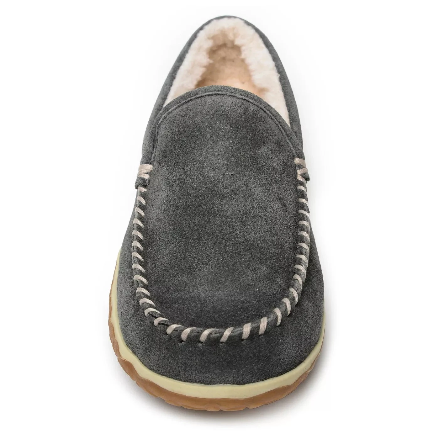 'Minnetonka' Men's Suede Tilden Moc Slipper - Grey (Wide) 4 'Minnetonka' Men's Suede Tilden Moc Slipper - Grey (Wide) - Image 2