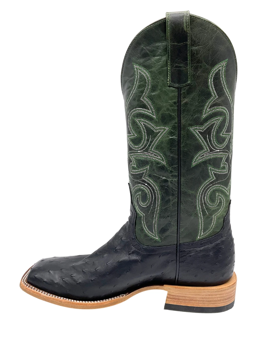'Anderson Bean' Men's 13" HorsePower Top Hand Full Quill Ostrich - Black / Emerald Explosion 8 'Anderson Bean' Men's 13" HorsePower Top Hand Full Quill Ostrich - Black / Emerald Explosion - Image 6