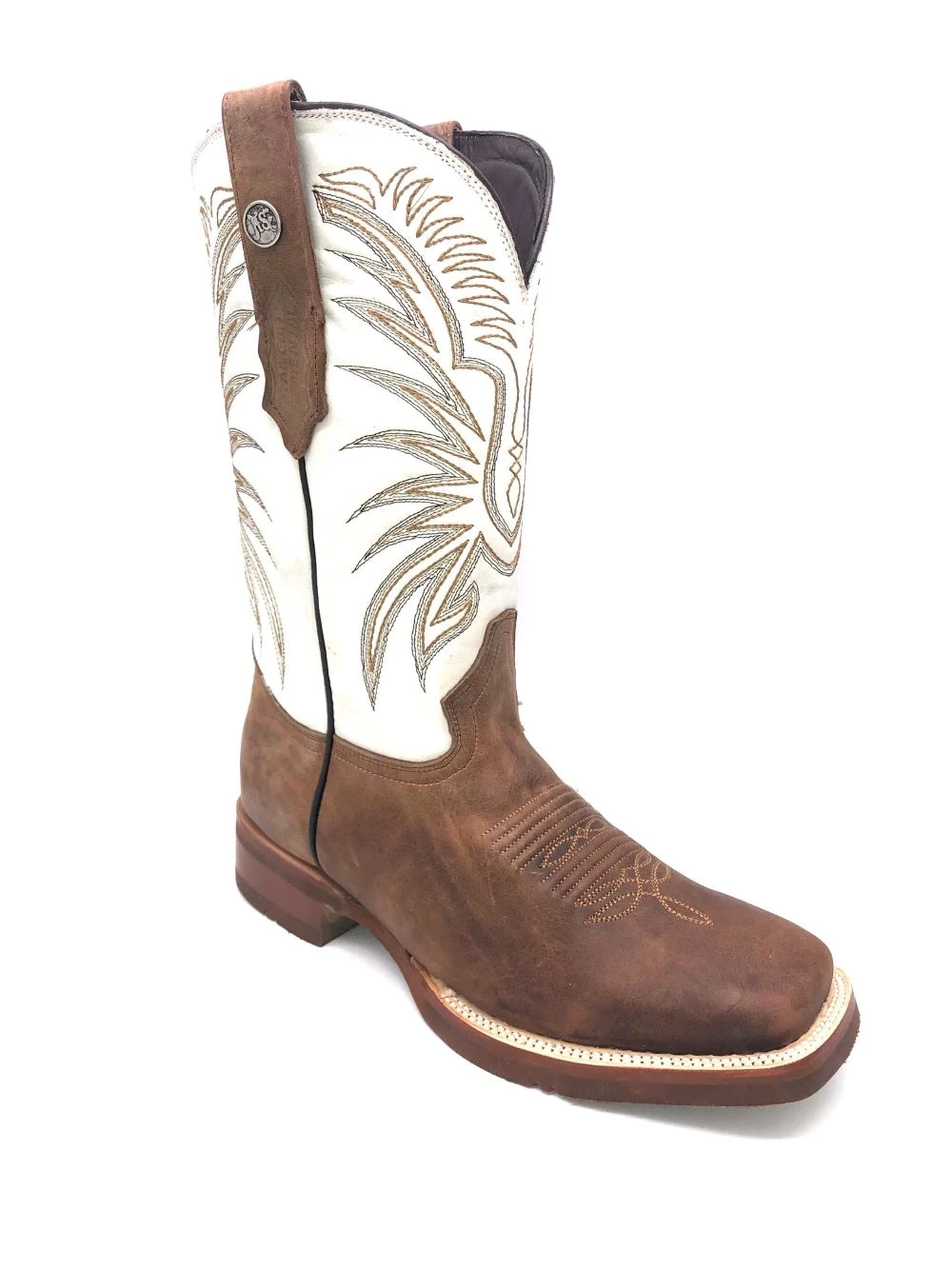 'Tanner Mark' Men's 13" Western Square Toe - Brown / Bone 7 'Tanner Mark' Men's 13" Western Square Toe - Brown / Bone - Image 5