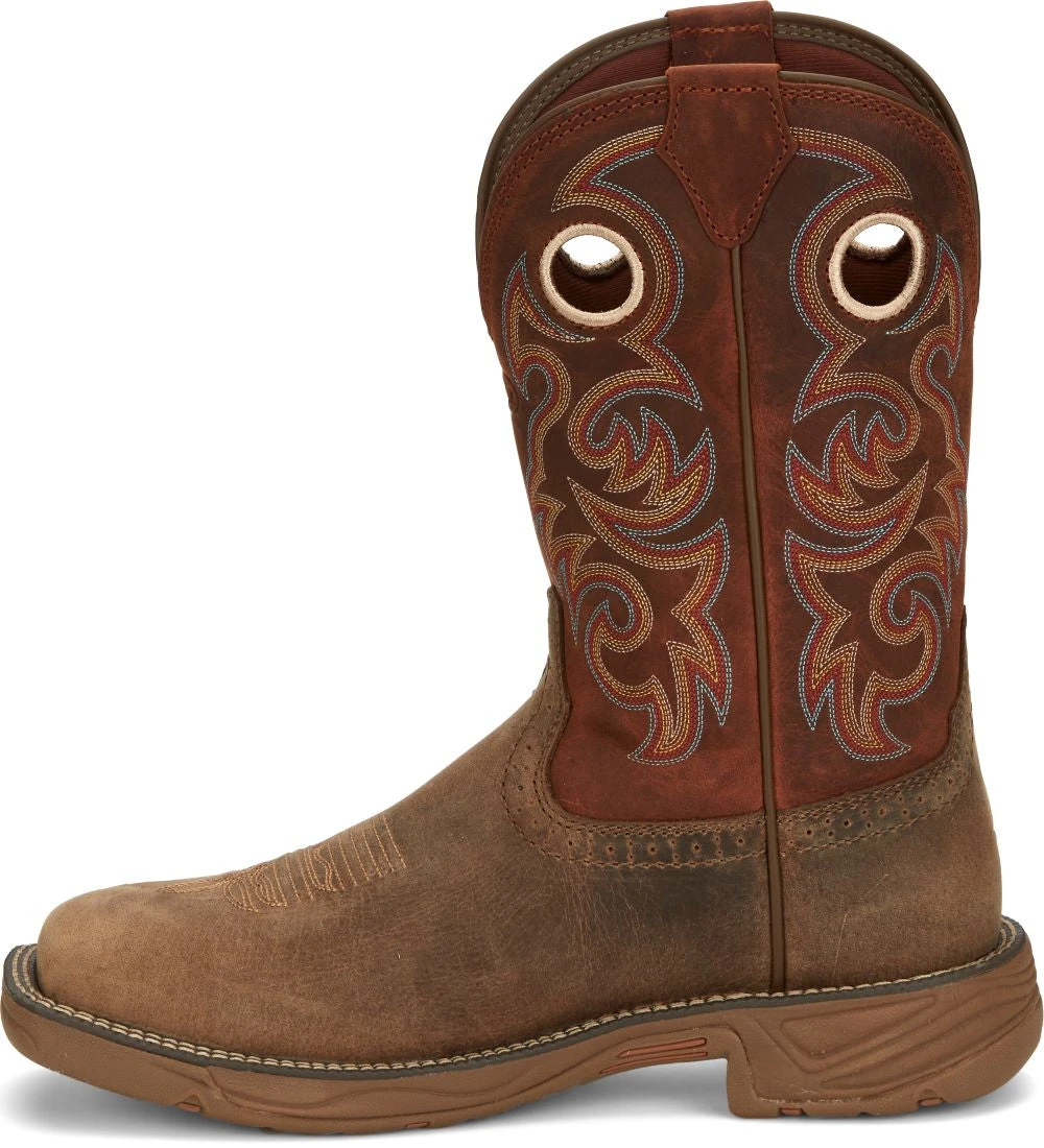 'Justin' Men's 11" Rush Western Square Toe - Peanut Tan / Bronze Orange 9 'Justin' Men's 11" Rush Western Square Toe - Peanut Tan / Bronze Orange - Image 7