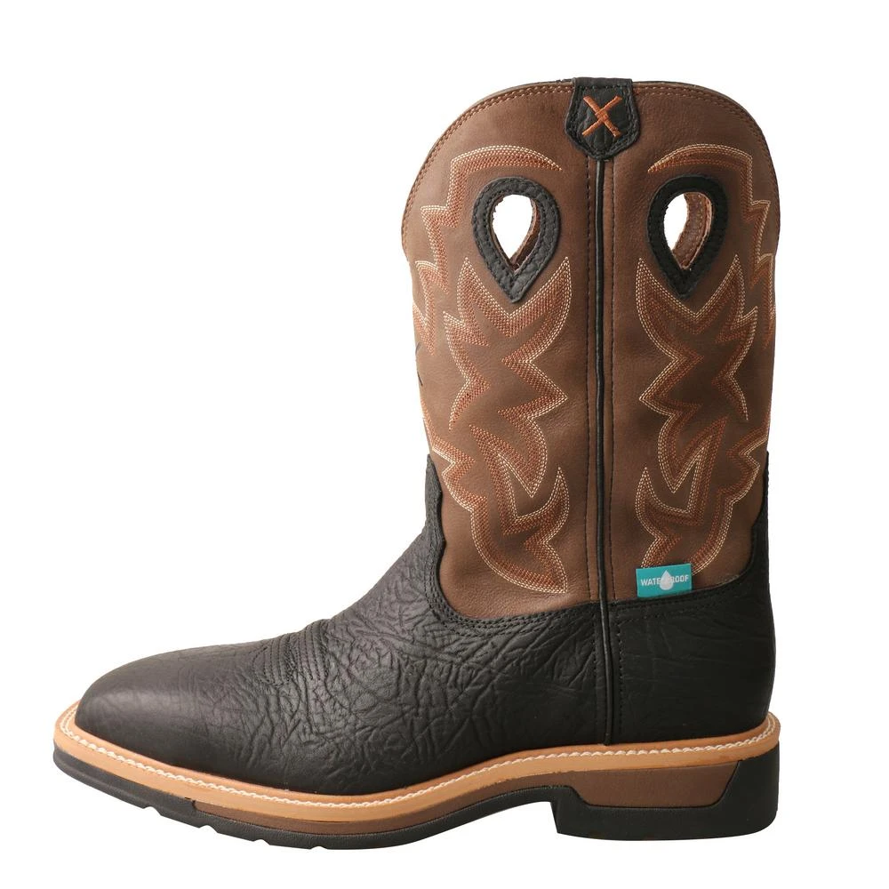 'Twisted X' Men's 12" Lite Western Work EH WP Steel Toe - Black / Brown 4 'Twisted X' Men's 12" Lite Western Work EH WP Steel Toe - Black / Brown - Image 2