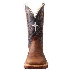 'Twisted X' Men's 12" CellStretch® Western WP Square Toe - Mocha / Navy -Shoes Series Shop MXBW001.05 1024x1024@2x