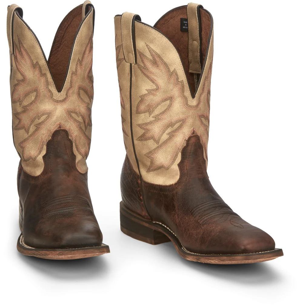 'Nocona' Men's 11" Henry Western Square Toe - Antiqued Brown Cowhide / Vintage Stone 10 'Nocona' Men's 11" Henry Western Square Toe - Antiqued Brown Cowhide / Vintage Stone - Image 8