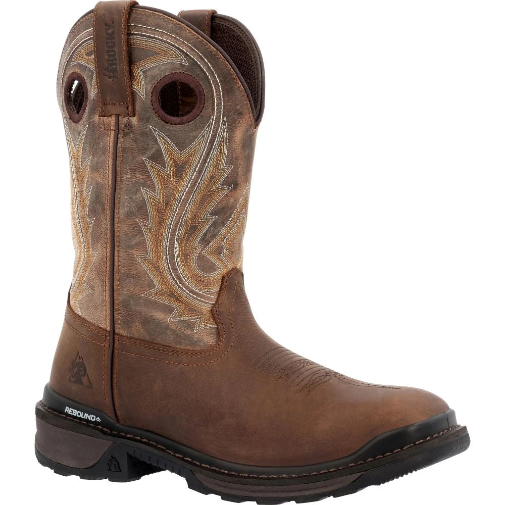 'Rocky' Men's 11" Ram's Horn EH Western Square Toe - Western Dark Brown 8 'Rocky' Men's 11" Ram's Horn EH Western Square Toe - Western Dark Brown - Image 6