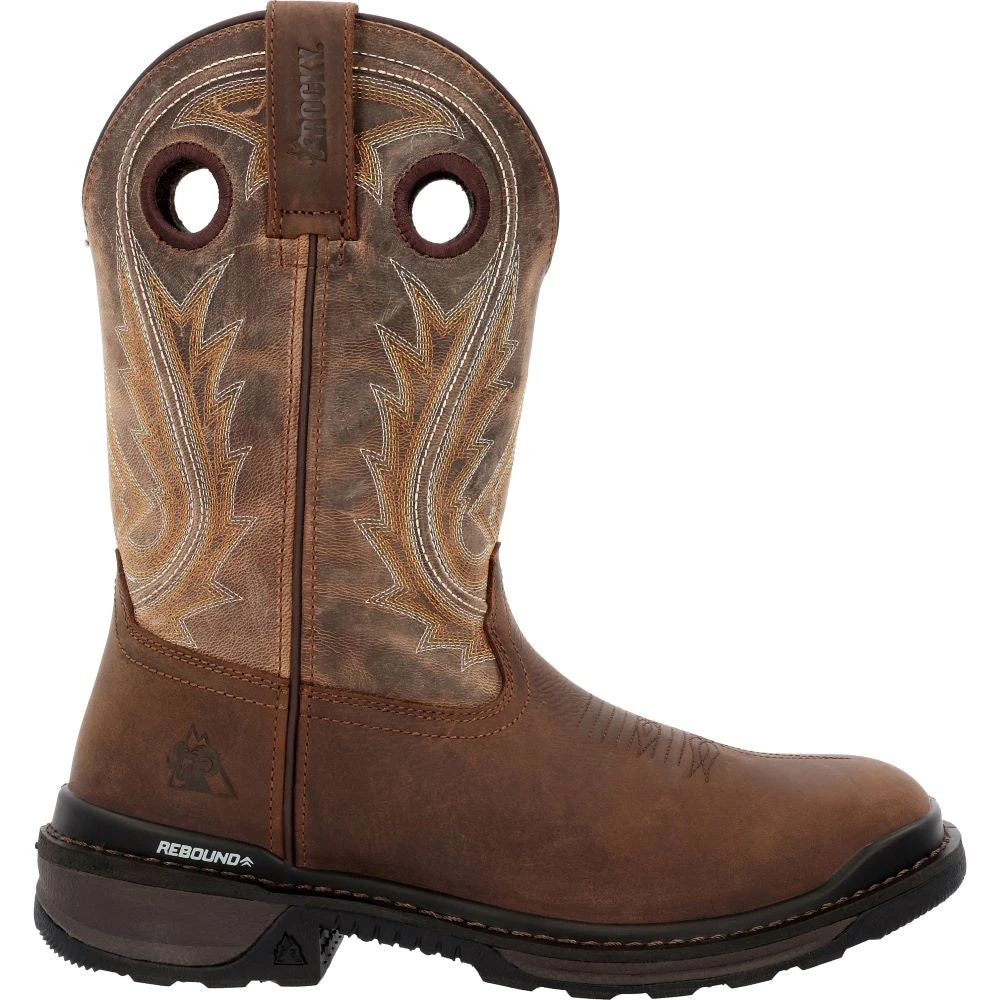 'Rocky' Men's 11" Ram's Horn EH Western Square Toe - Western Dark Brown 3 'Rocky' Men's 11" Ram's Horn EH Western Square Toe - Western Dark Brown